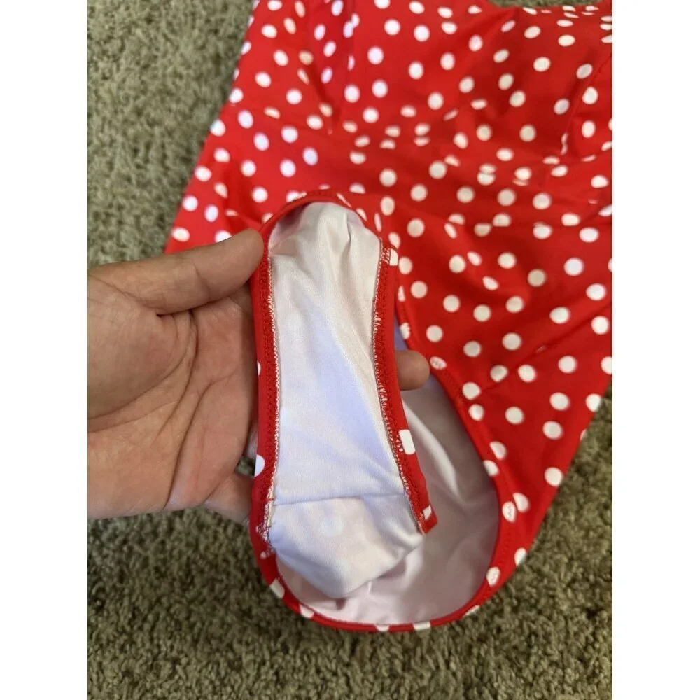 CUPSHE Red Polka Dot Belted One-Piece Swimsuit SMALL
